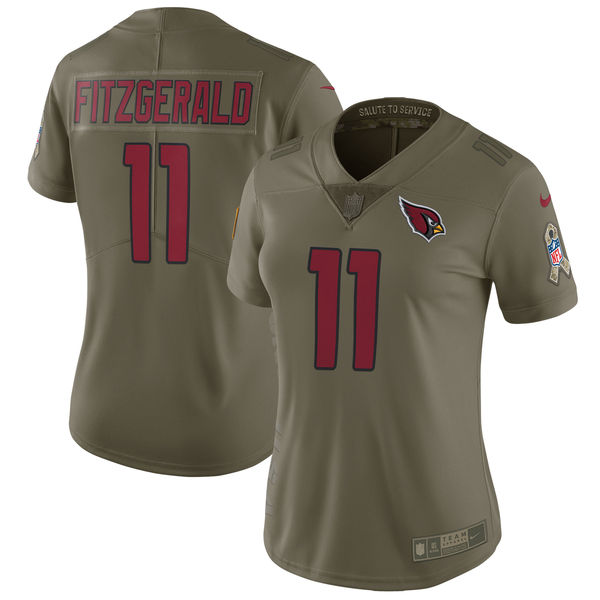 Women Arizona Cardinals #11 Fitzgerald Nike Olive Salute To Service Limited NFL Jerseys->women nfl jersey->Women Jersey